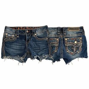 Rock Revival Betty Y2K Cut Off Shorts Size 27 Low Rise Studded Festival Denim